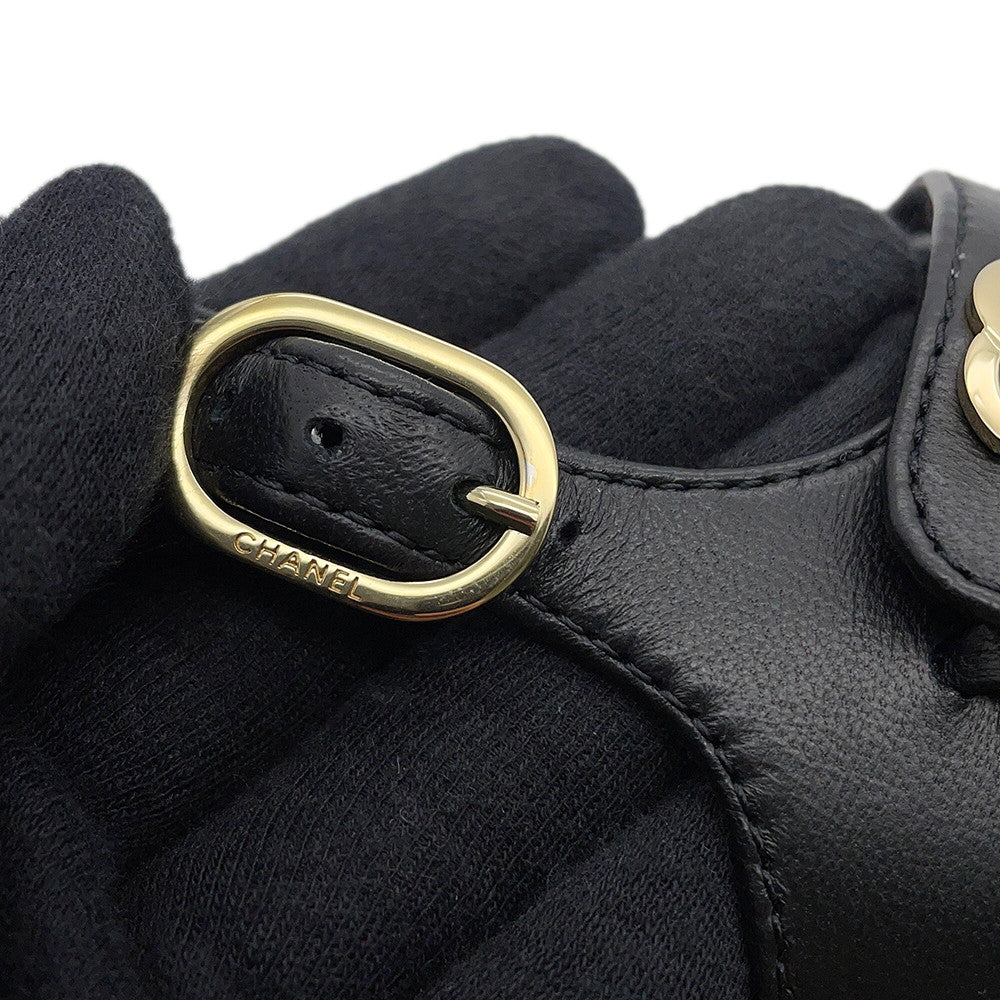 CHANEL Chain strap Sandals BlackG46300 Leather Size 38