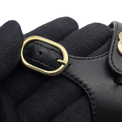 CHANEL Chain strap Sandals BlackG46300 Leather Size 38
