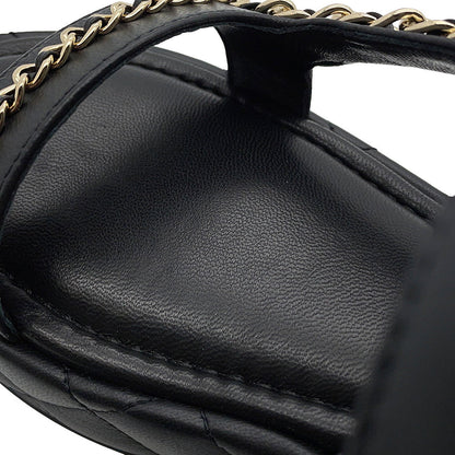 CHANEL Chain strap Sandals BlackG46300 Leather Size 38