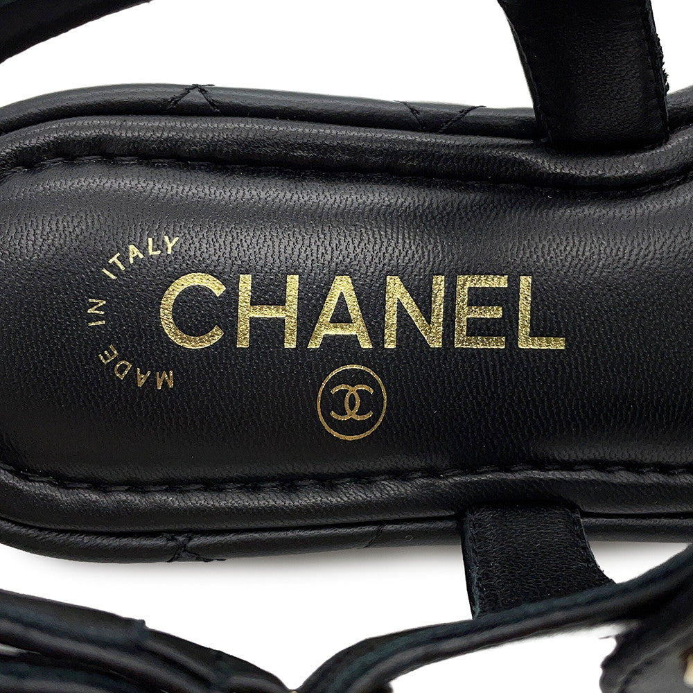 CHANEL Chain strap Sandals BlackG46300 Leather Size 38