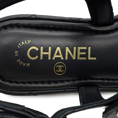 CHANEL Chain strap Sandals BlackG46300 Leather Size 38