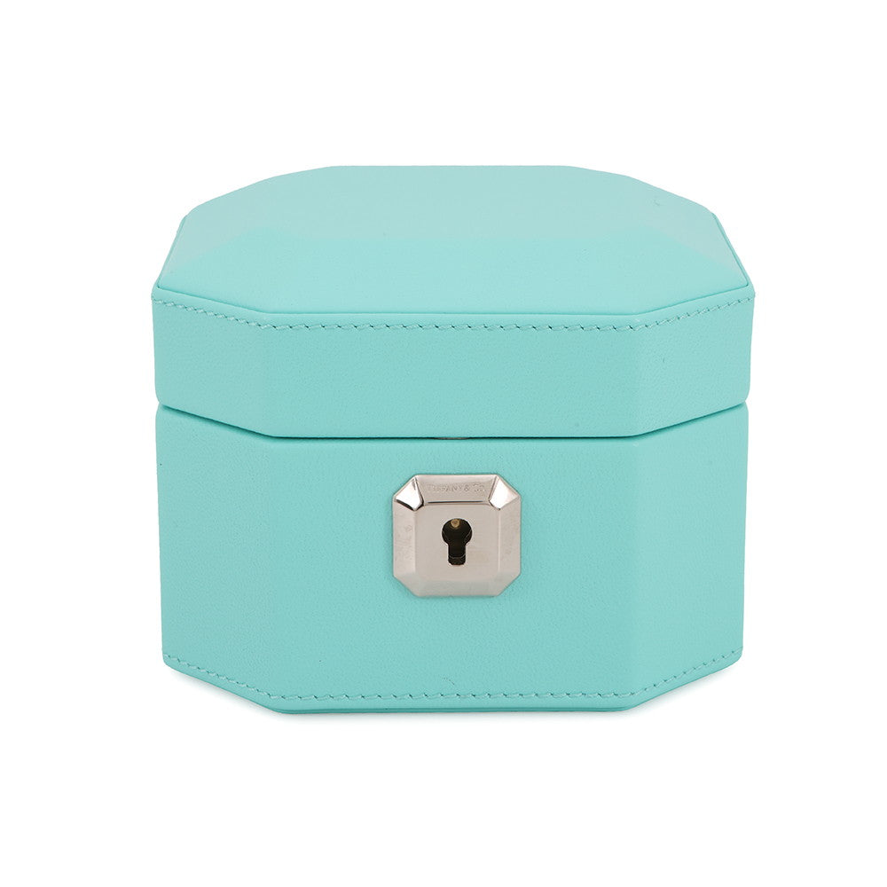 TIFFANY&Co. Faceted Jewelry Box Small TIFFANY&Co.Blue Leather Size Small
