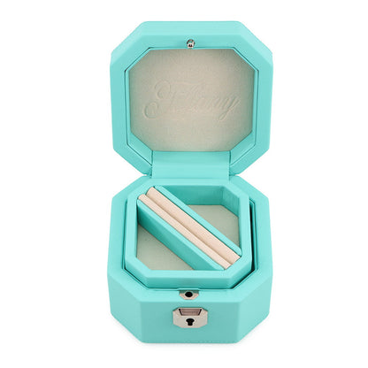 TIFFANY&Co. Faceted Jewelry Box Small TIFFANY&Co.Blue Leather Size Small