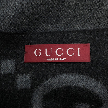 GUCCI GG Jacquard Scarf Gray/Black674275 Cashmere100%