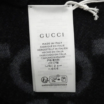 GUCCI GG Jacquard Scarf Gray/Black674275 Cashmere100%