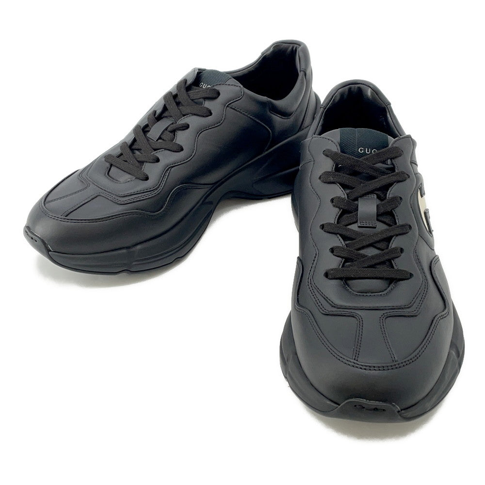 GUCCI Lighton Sneakers Black757857 CowhideLeather Size 9 1/2(Approximately11.2")