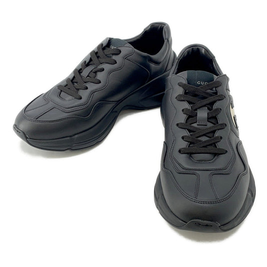 GUCCI Lighton Sneakers Black757857 CowhideLeather Size 9 1/2(Approximately11.2")