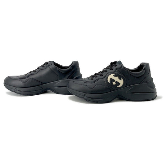 GUCCI Lighton Sneakers Black757857 CowhideLeather Size 9 1/2(Approximately11.2")