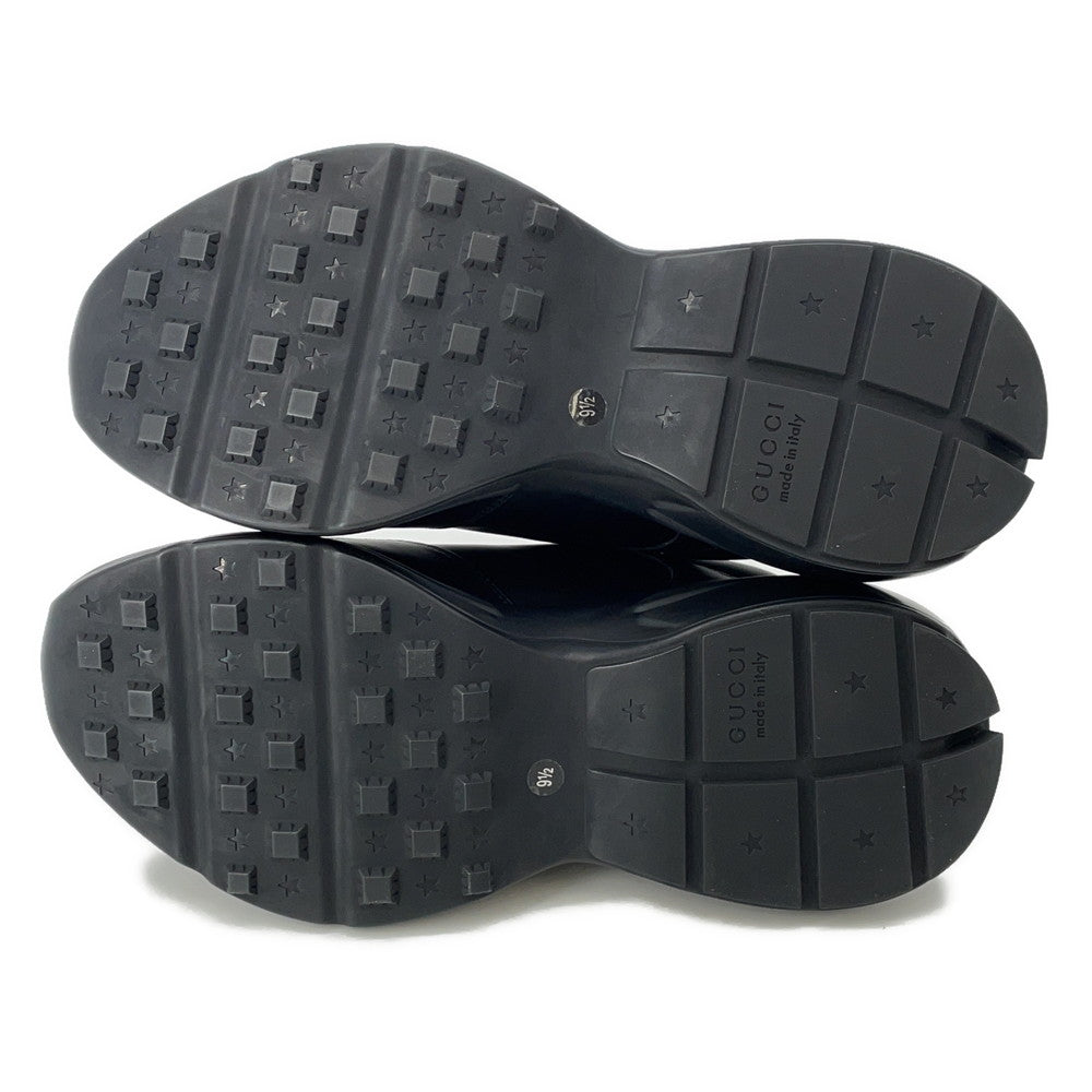 GUCCI Lighton Sneakers Black757857 CowhideLeather Size 9 1/2(Approximately11.2")