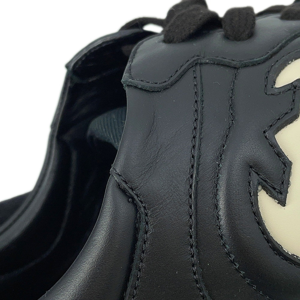GUCCI Lighton Sneakers Black757857 CowhideLeather Size 9 1/2(Approximately11.2")