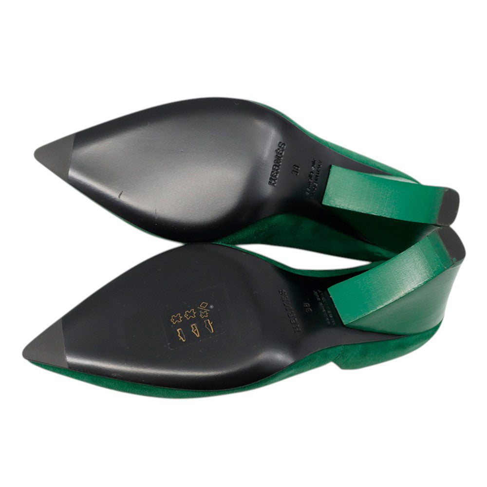 HERMES Fatal 85 Pumps Green suede Size 38