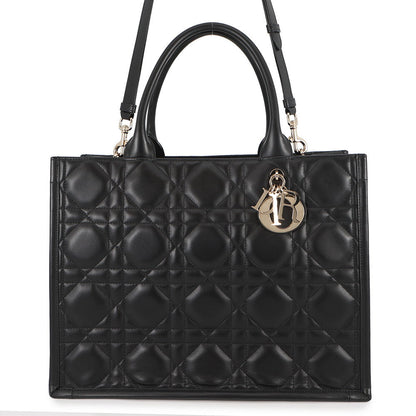 Dior Macrocannage Book Tote Bag BlackM1324OWHP Calf Leather Size Medium