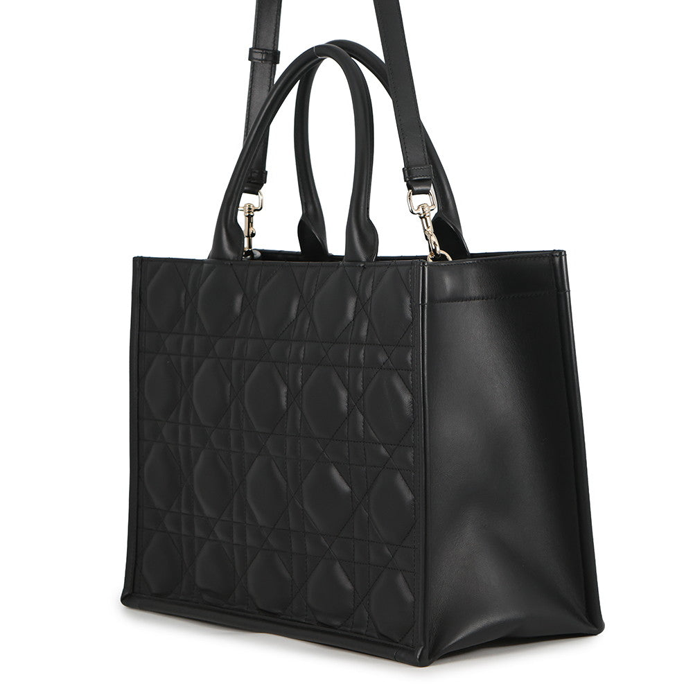 Dior Macrocannage Book Tote Bag BlackM1324OWHP Calf Leather Size Medium