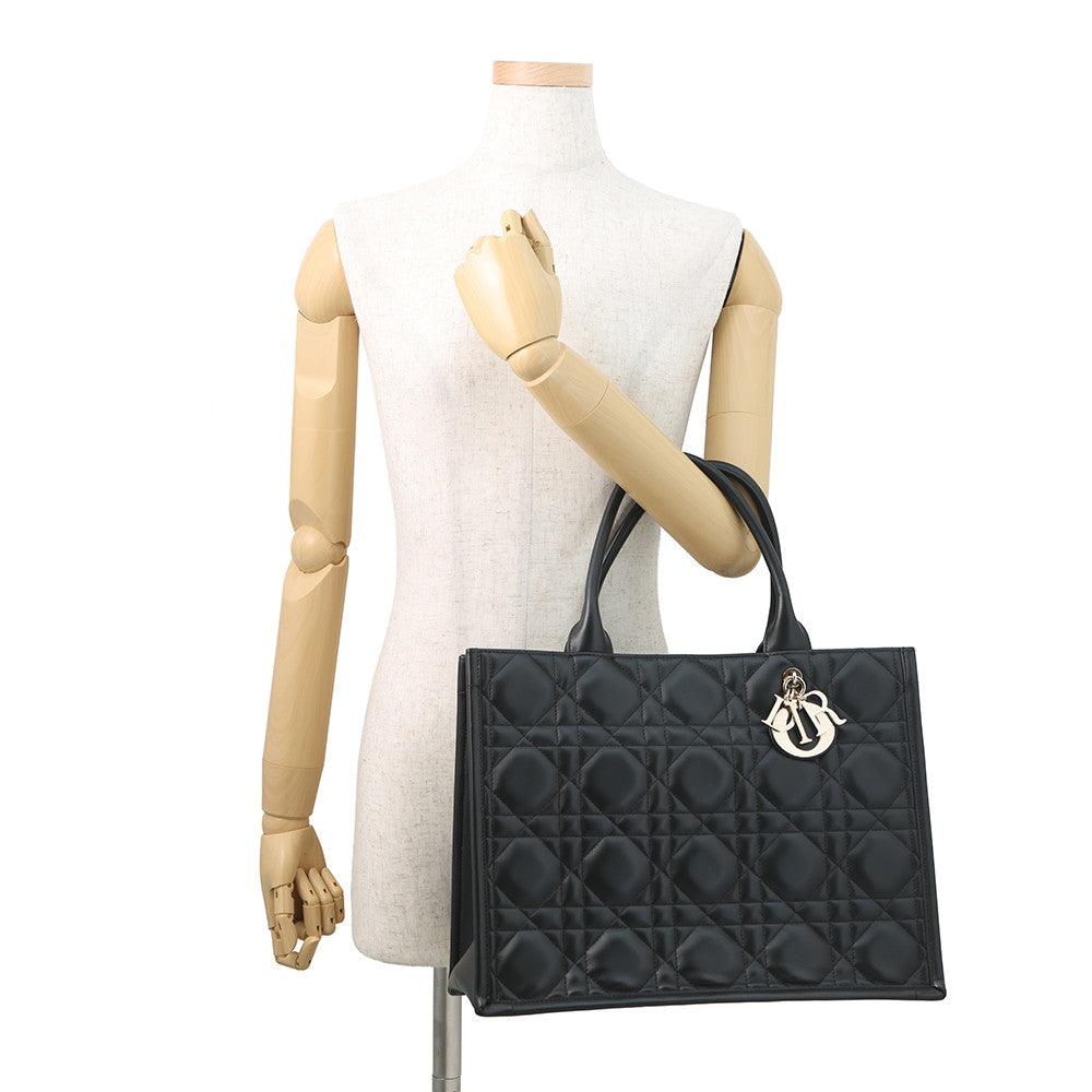 Dior Macrocannage Book Tote Bag BlackM1324OWHP Calf Leather Size Medium