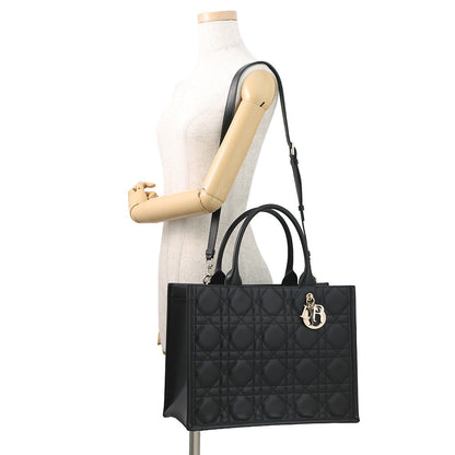 Dior Macrocannage Book Tote Bag BlackM1324OWHP Calf Leather Size Medium