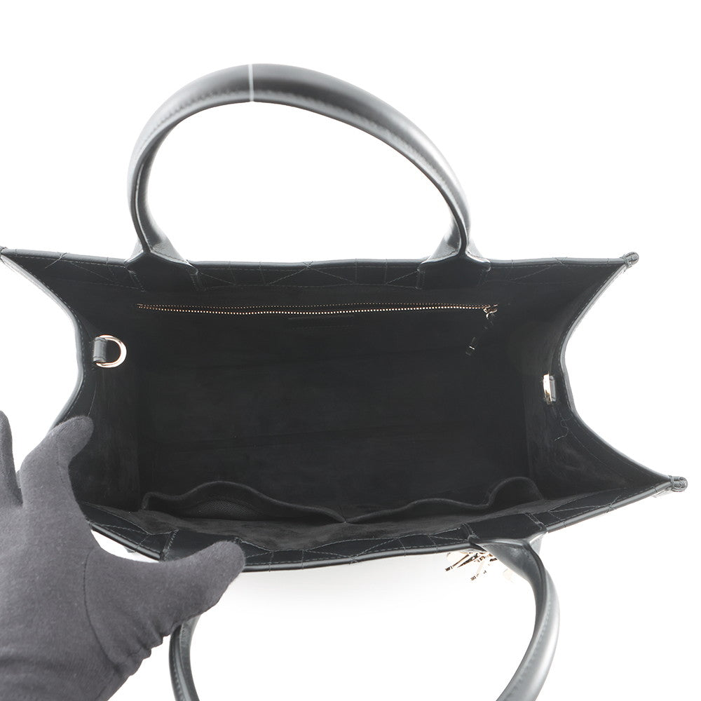 Dior Macrocannage Book Tote Bag BlackM1324OWHP Calf Leather Size Medium