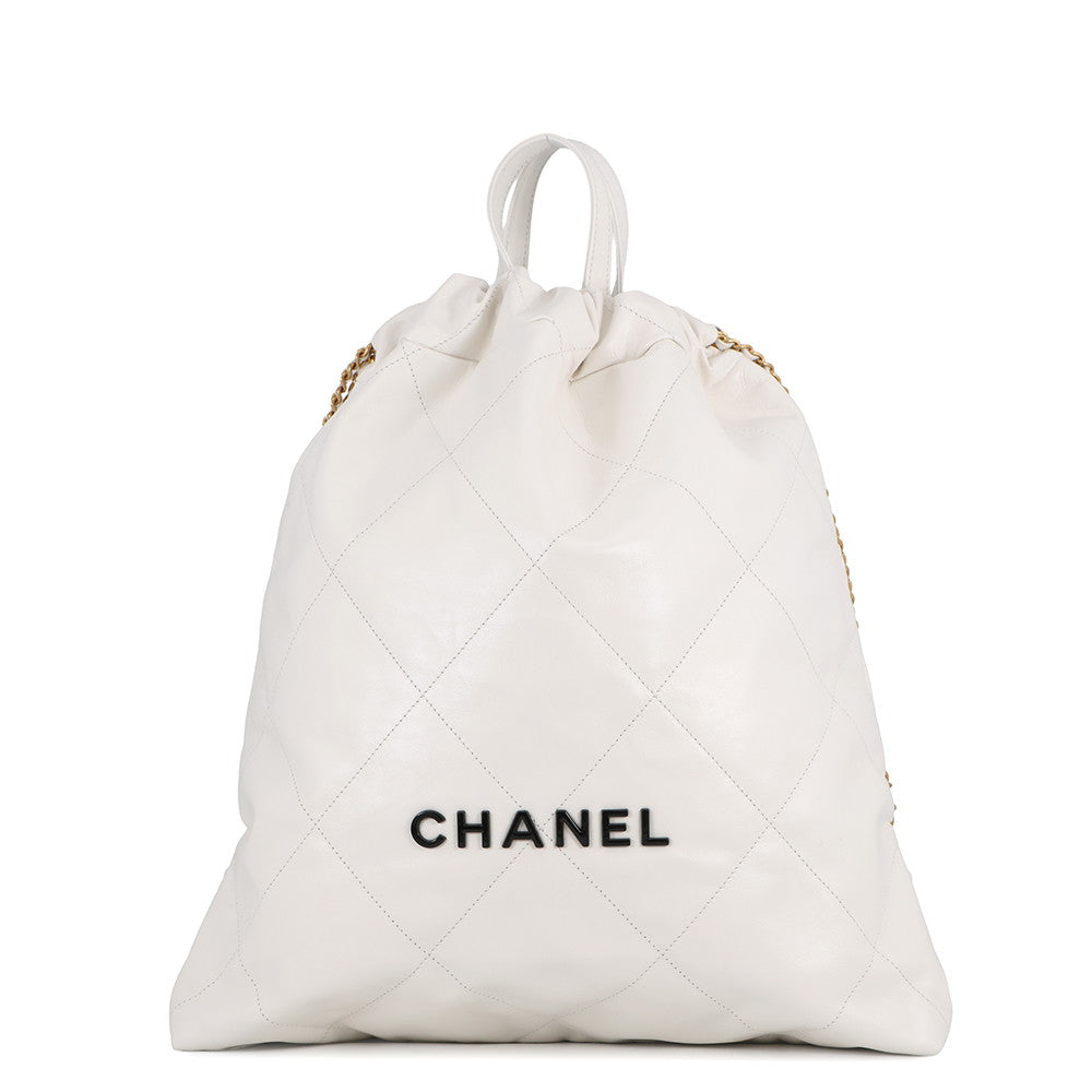 CHANEL CHANEL22 Backpack WhiteAS3313 Leather Size Large