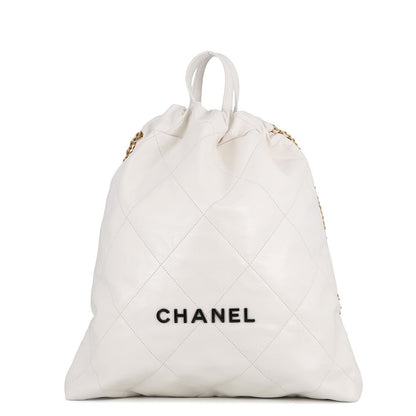 CHANEL CHANEL22 Backpack WhiteAS3313 Leather Size Large