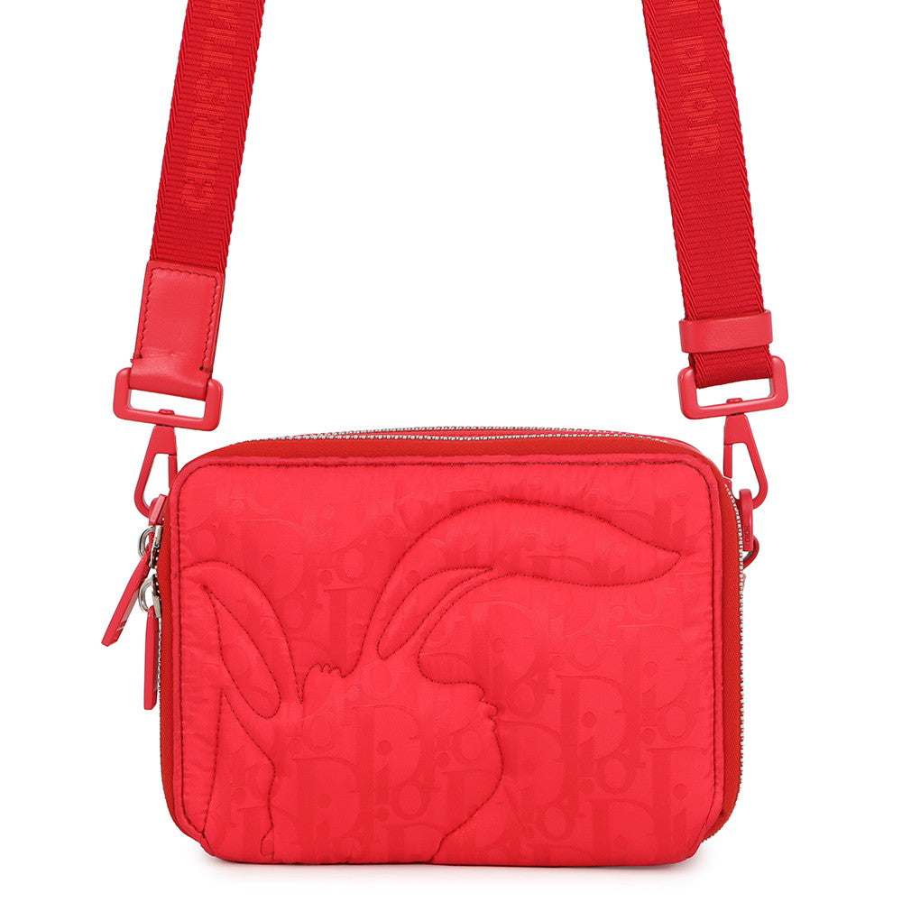 Dior ERL Collaboration Mirage Zip Pouch Shoulder Bag Red2ESBC119RAY Nylon Leather Canvas