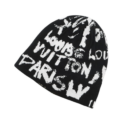 LOUIS VUITTON Scribble Beanie LV Fit Size s Black/White/GreenM5278A Cotton100%