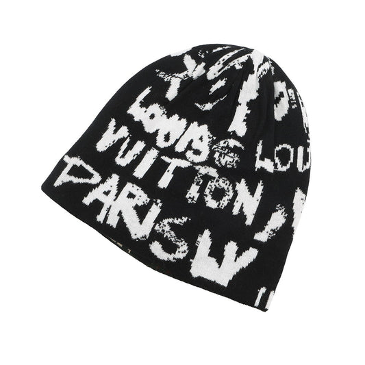 LOUIS VUITTON Scribble Beanie LV Fit Size s Black/White/GreenM5278A Cotton100%