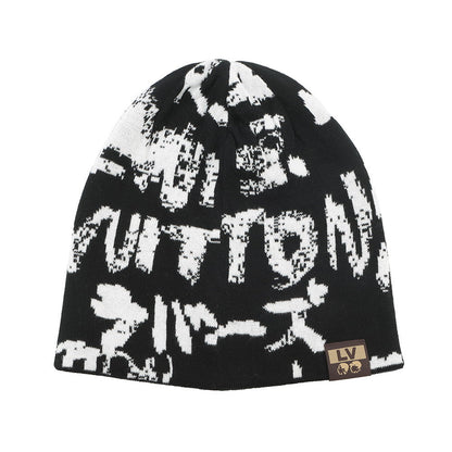 LOUIS VUITTON Scribble Beanie LV Fit Size s Black/White/GreenM5278A Cotton100%