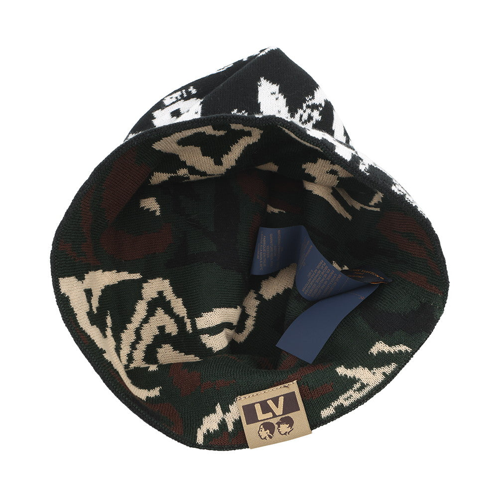 LOUIS VUITTON Scribble Beanie LV Fit Size s Black/White/GreenM5278A Cotton100%