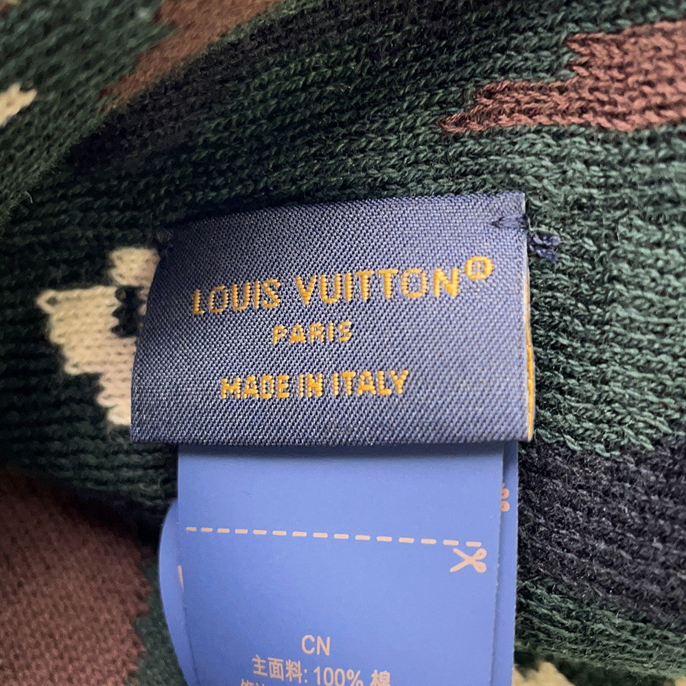 LOUIS VUITTON Scribble Beanie LV Fit Size s Black/White/GreenM5278A Cotton100%