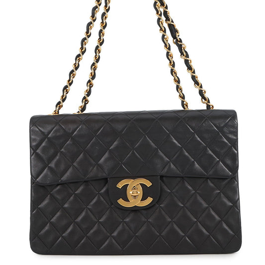 CHANEL Jumbo Matelasse ChainShoulder Bag BlackA01094 Lambskin Size 34