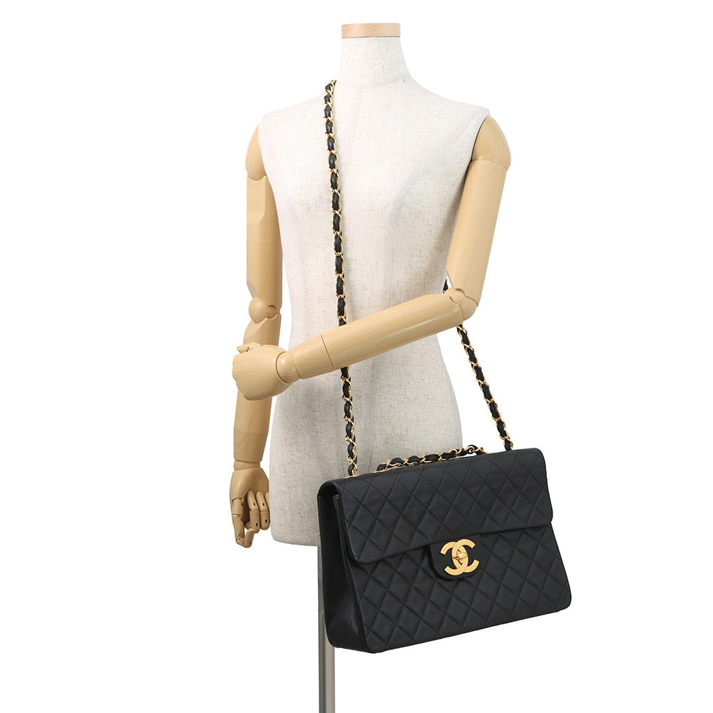 CHANEL Jumbo Matelasse ChainShoulder Bag BlackA01094 Lambskin Size 34