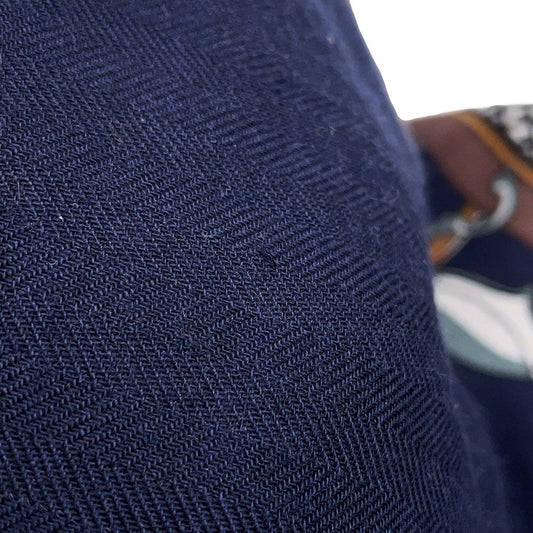 HERMES Giant Square Triangle Folding Canopy Carriage Size 140 Navy/White/Caban/Tabac Cashmere70% Silk30%