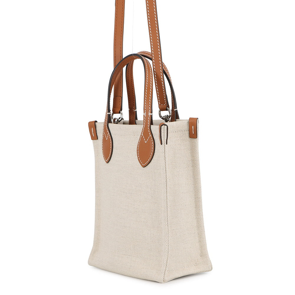 GUCCI Super Mini Tote Bag Ivory/Brown799300 Canvas Leather