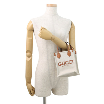 GUCCI Super Mini Tote Bag Ivory/Brown799300 Canvas Leather