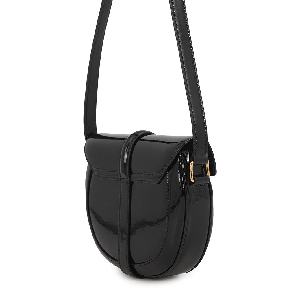 CELINE Buzas 16-Case Shoulder Bag Black188013 Patent Leather Size Small