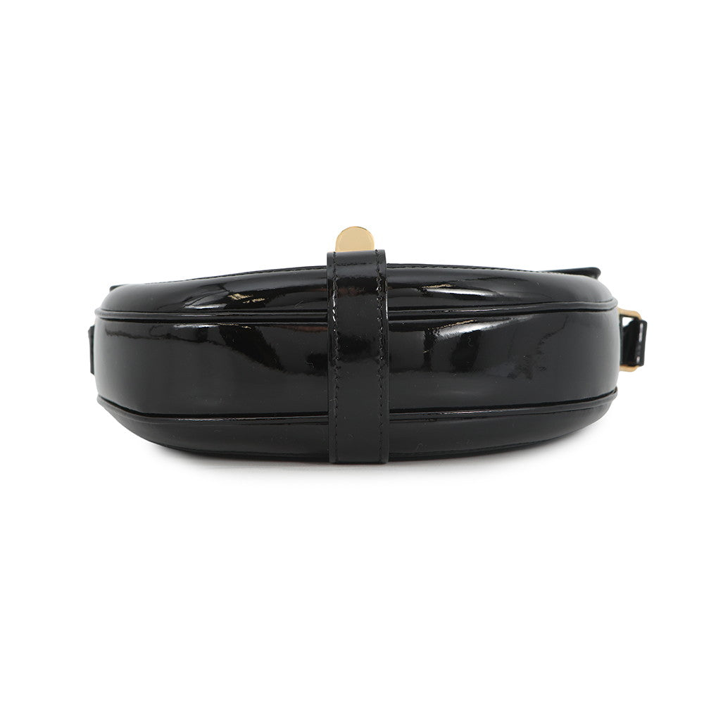CELINE Buzas 16-Case Shoulder Bag Black188013 Patent Leather Size Small