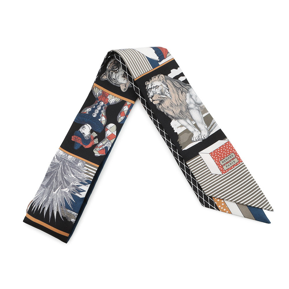 HERMES Twilly Grand Théâtre Nouveau Black/Etoupe/Terracotta Silk100%