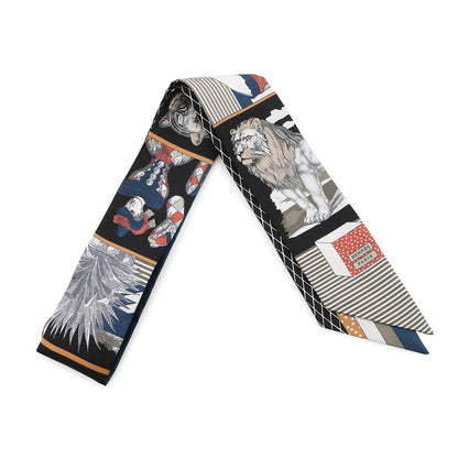 HERMES Twilly Grand Théâtre Nouveau Black/Etoupe/Terracotta Silk100%