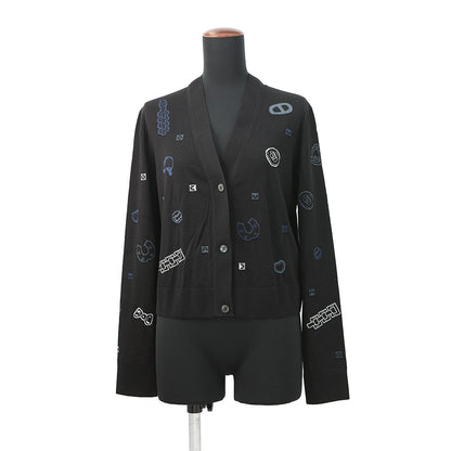HERMES Lightweight cardigan with long sleeves and the Candy Libris Bandana motif Size 42 BlackH5H2729D3 Wool 96% Nylon 3% Polyurethane1%