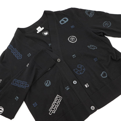 HERMES Lightweight cardigan with long sleeves and the Candy Libris Bandana motif Size 42 BlackH5H2729D3 Wool 96% Nylon 3% Polyurethane1%