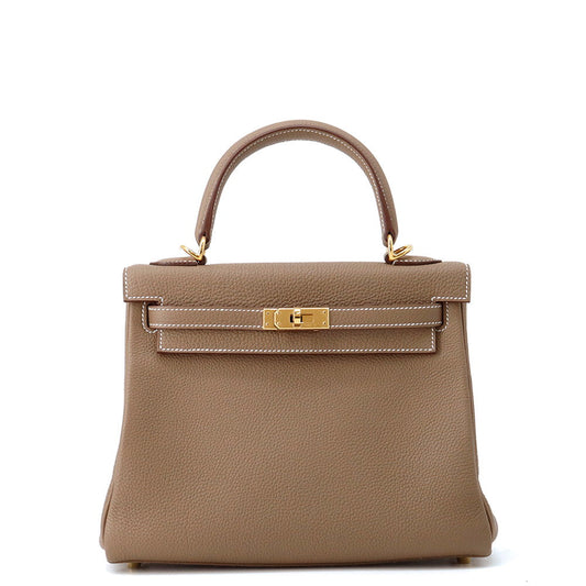 HERMES Kelly Retourne Etoupe Togo Leather Size 25