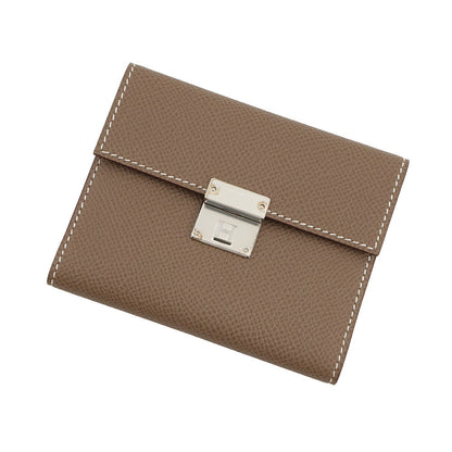 HERMES Clic Card Case Etoupe Epsom