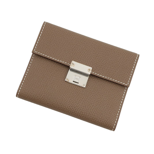 HERMES Clic Card Case Etoupe Epsom