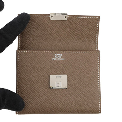HERMES Clic Card Case Etoupe Epsom