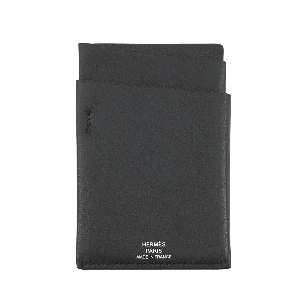 HERMES Citadel 4CC Card Case Black Swift Leather