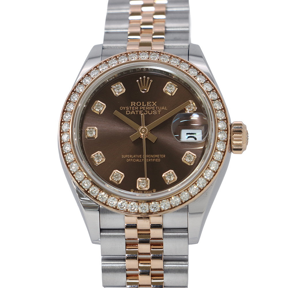 ROLEX Lady-Datejust Diamond Bezel W28mm Stainless Steel K18PG Chocolate Dial279381RBR