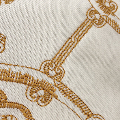 HERMES Raglan Sleeve Knitted Fabric "Della Cavalleria" Embroidery Size 38 Blanc CasseH5H4626DE9134 Silk68% Cotton32%