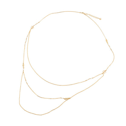 CHANEL CC Logo 3-row Long NecklaceABB320 Gold Plated Rhinestone Faux Pearl