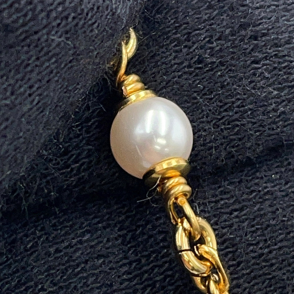 CHANEL CC Logo 3-row Long NecklaceABB320 Gold Plated Rhinestone Faux Pearl