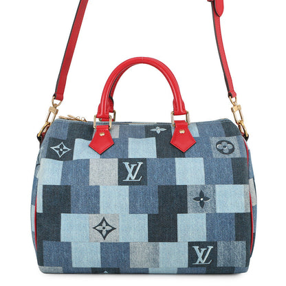 LOUIS VUITTON Speedy Bandouliere Blue/RedM45041 Monogram Denim Size 30
