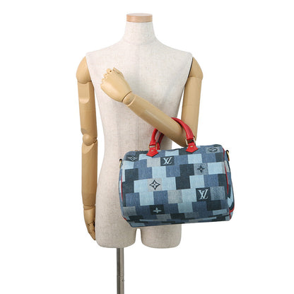 LOUIS VUITTON Speedy Bandouliere Blue/RedM45041 Monogram Denim Size 30